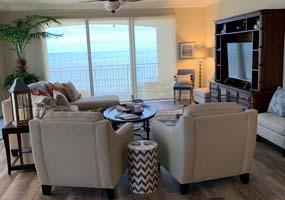 Oceanfront Living Room & TV